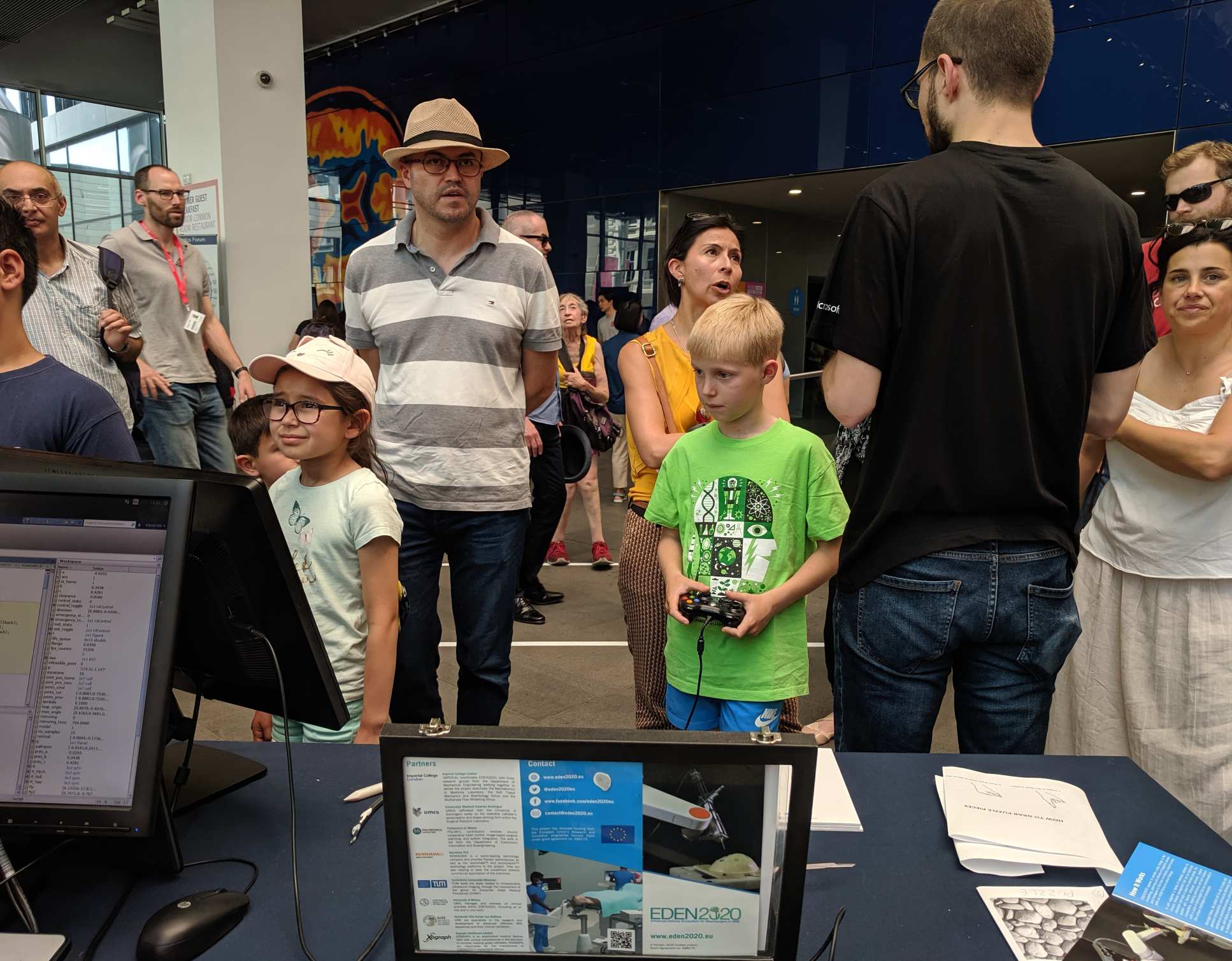 A child playing the steerable catheter demo