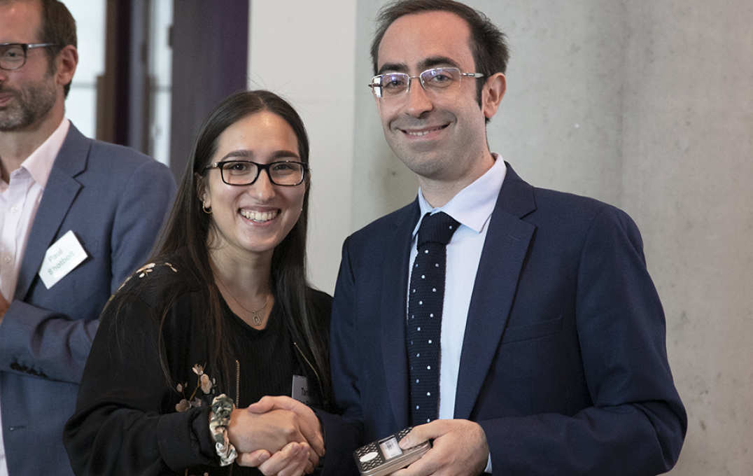 Dr Stefano Sandrone and prize winner Tania Velez Perez