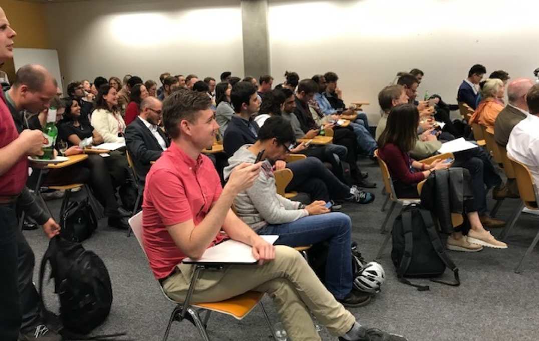 Panel member Giulia Bernardini using an interactive presentation in which the audience was asked to answer questions and contribute to the discussions via their phones