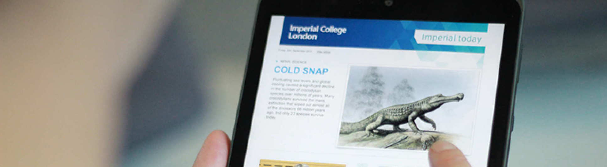 Imperial Today email on a tablet device