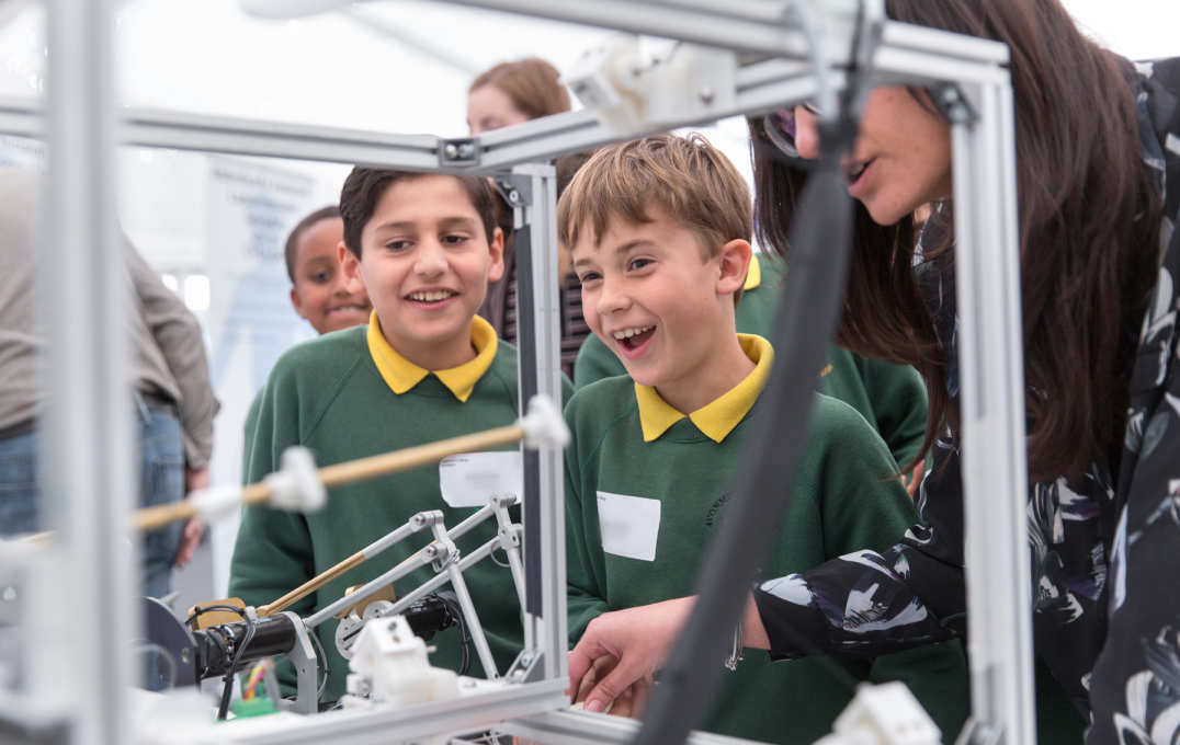 A pupil gets to grips with technology