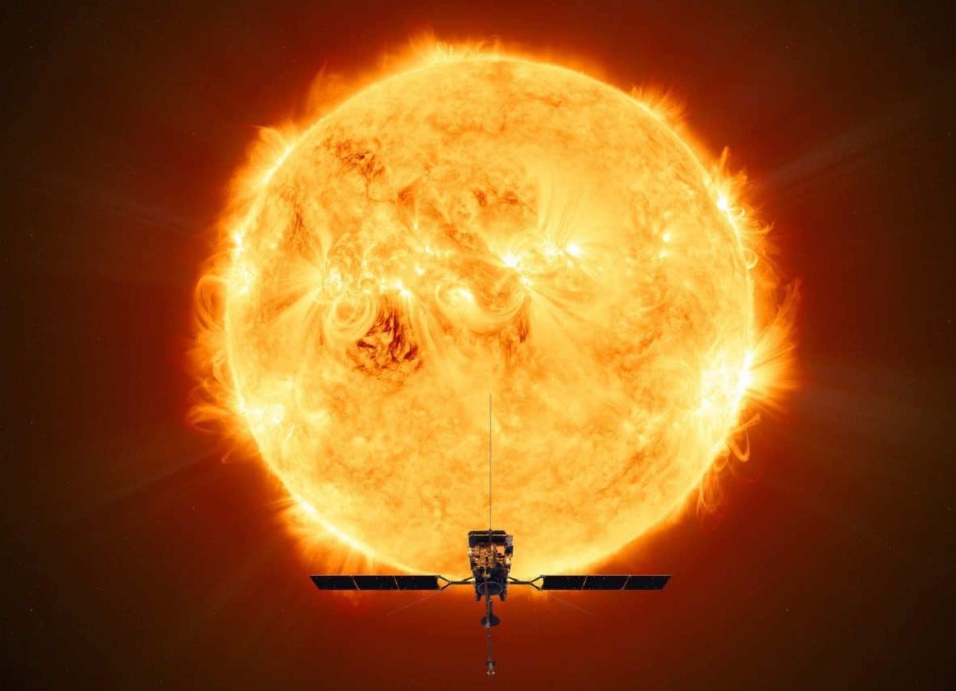 Illustration of a spacecraft facing the sun