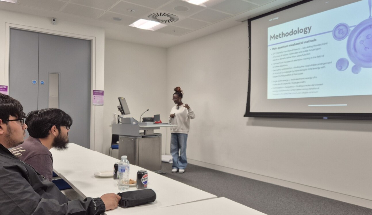 Student presenting