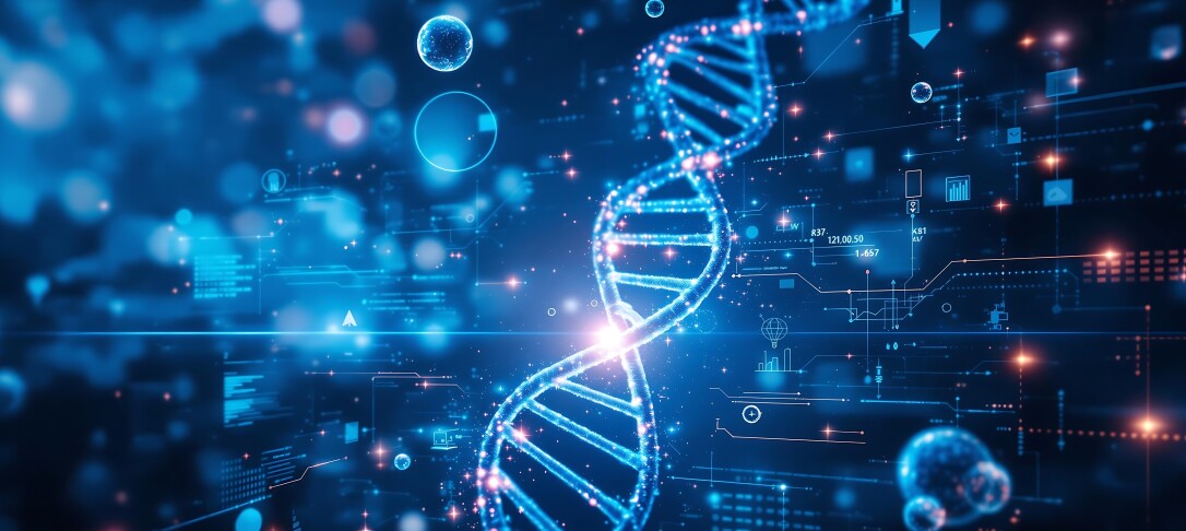 a DNA strand in the colour blue
