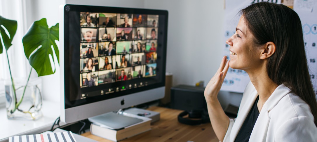 woman on a video call taking 