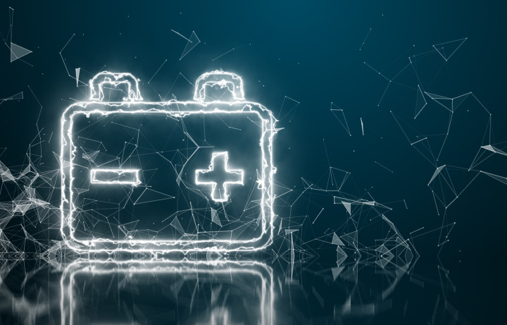 An illustration of a battery created out of electricity and fractal shapes 