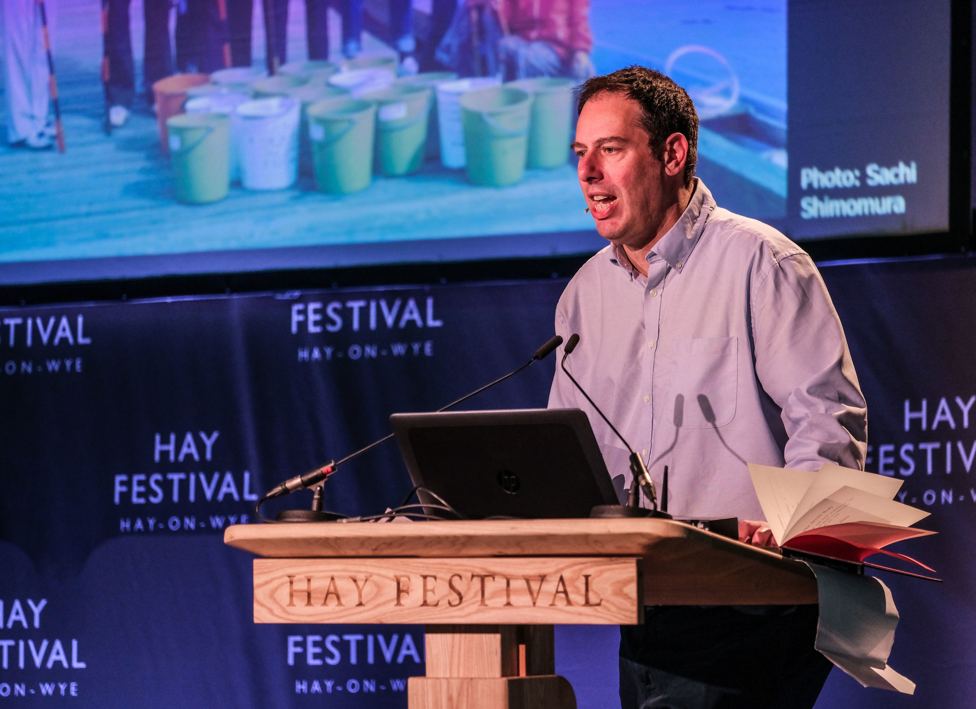 Professor Dan Davis presenting at the Hay Festival 2022