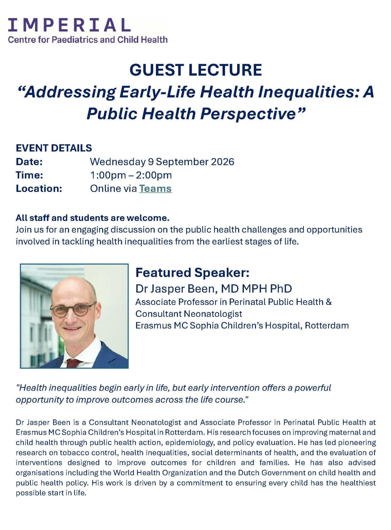 Flyer with programme details