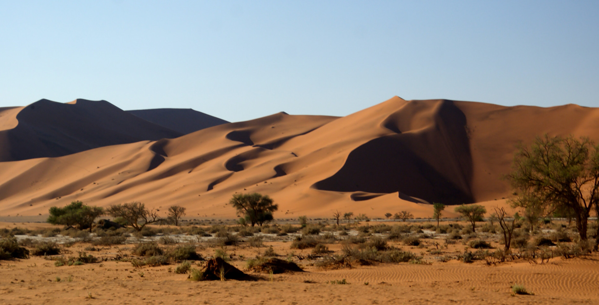 Photo of large sand dunes in Namibia to represent the ancient dunes on Mars