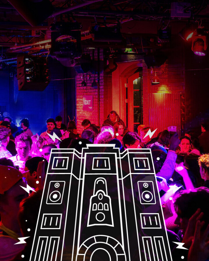 Union House party with giant speaker