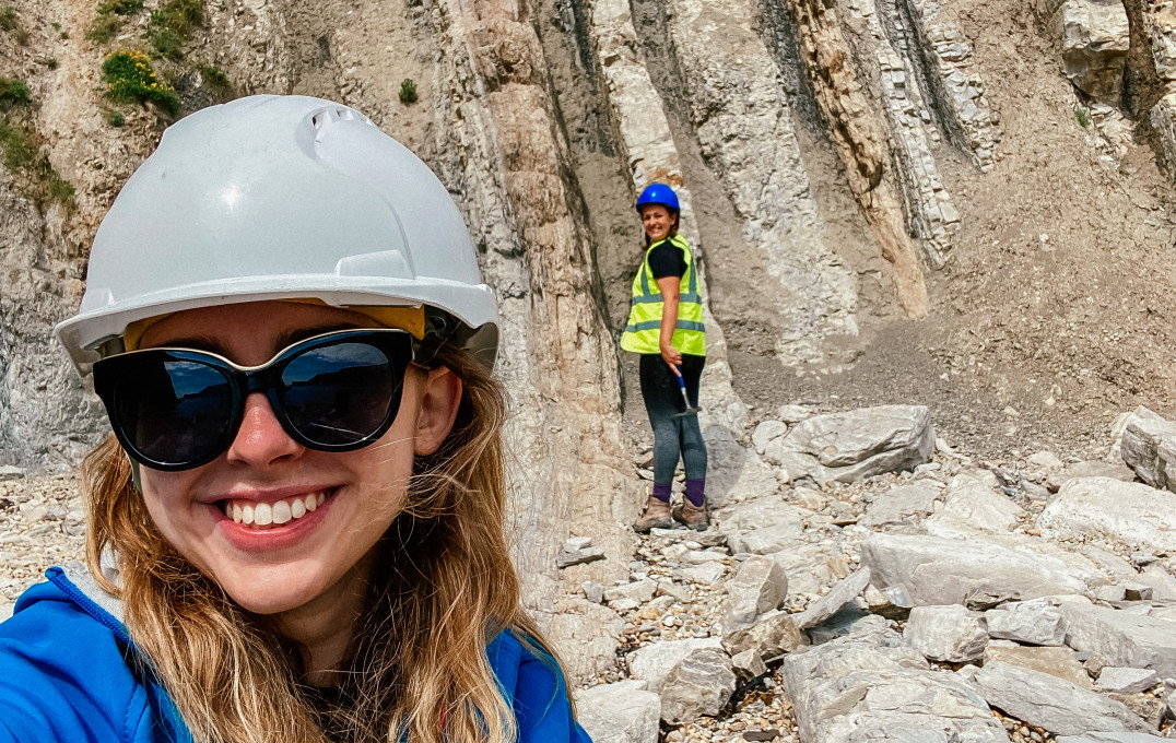 Harriet (Left) on fieldwork at Dorset