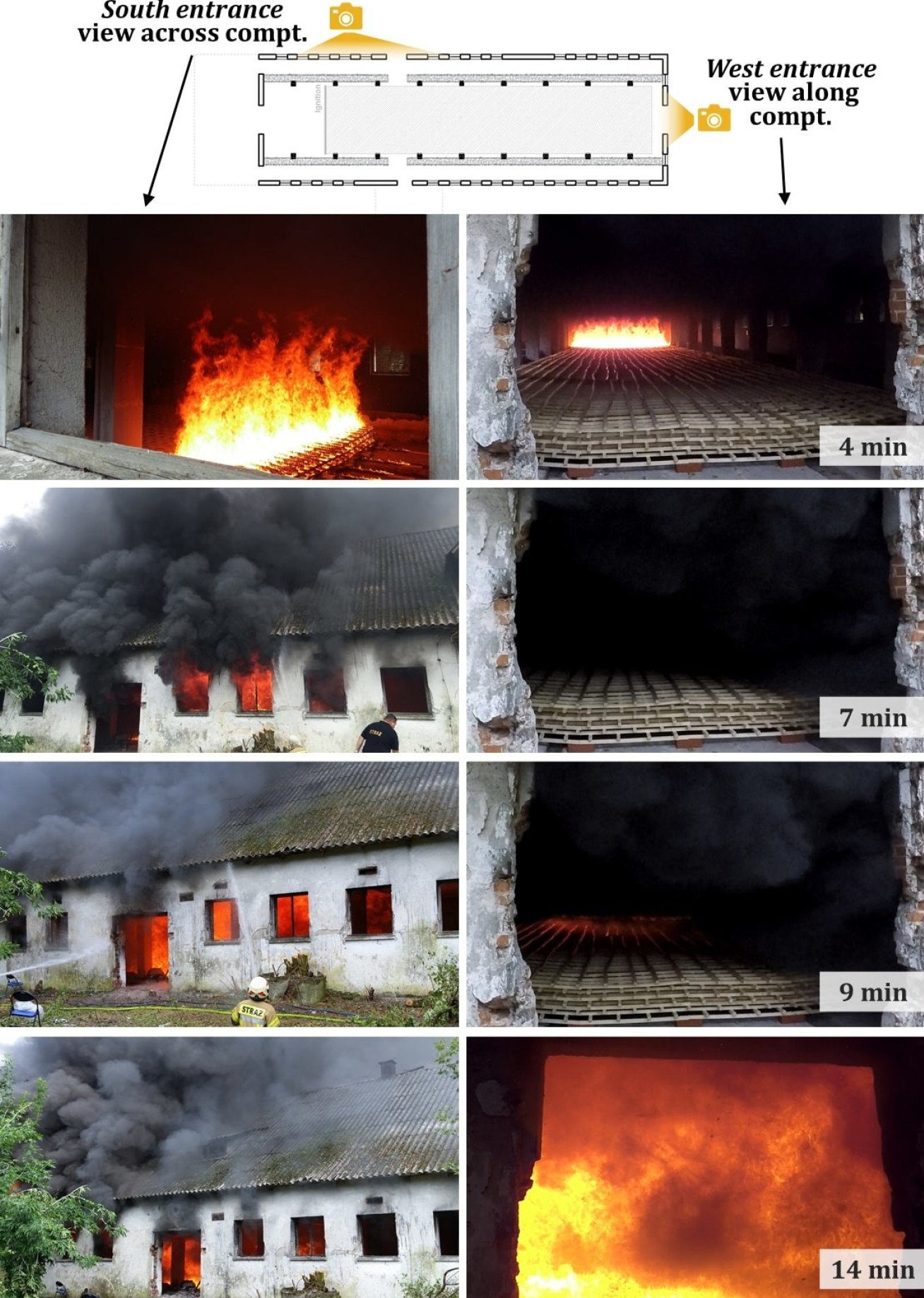 Images showing development of the fire over time
