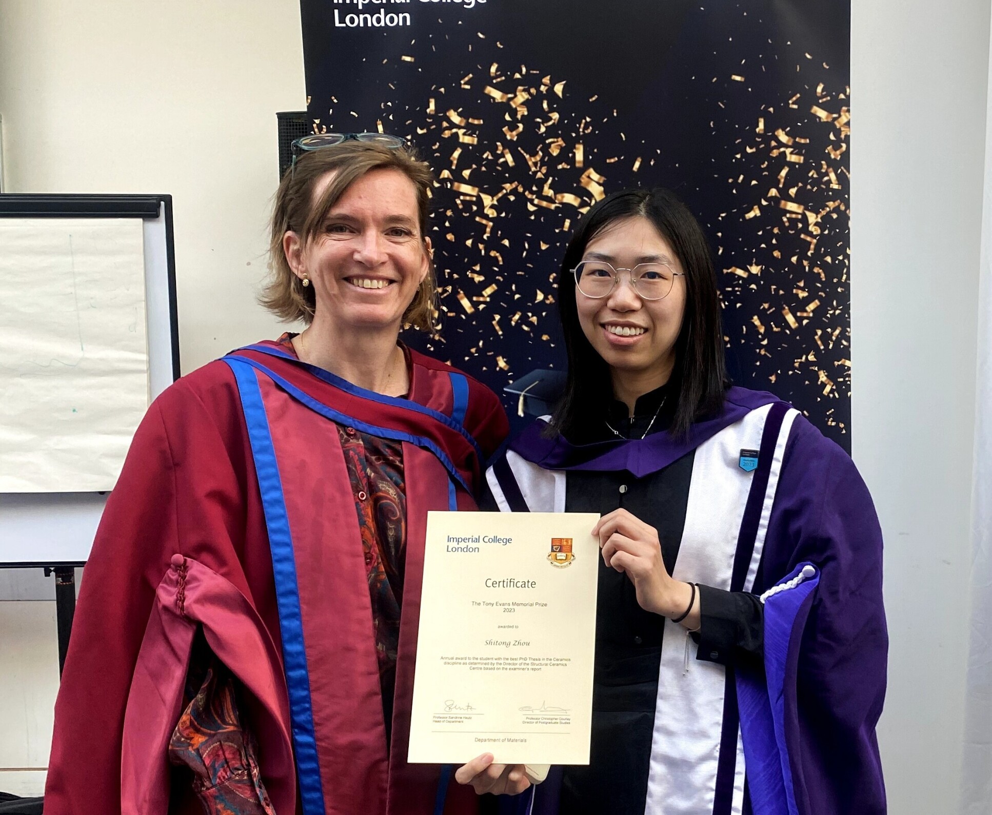 Dr Shitong Zhou with Professor Sandrine Heutz