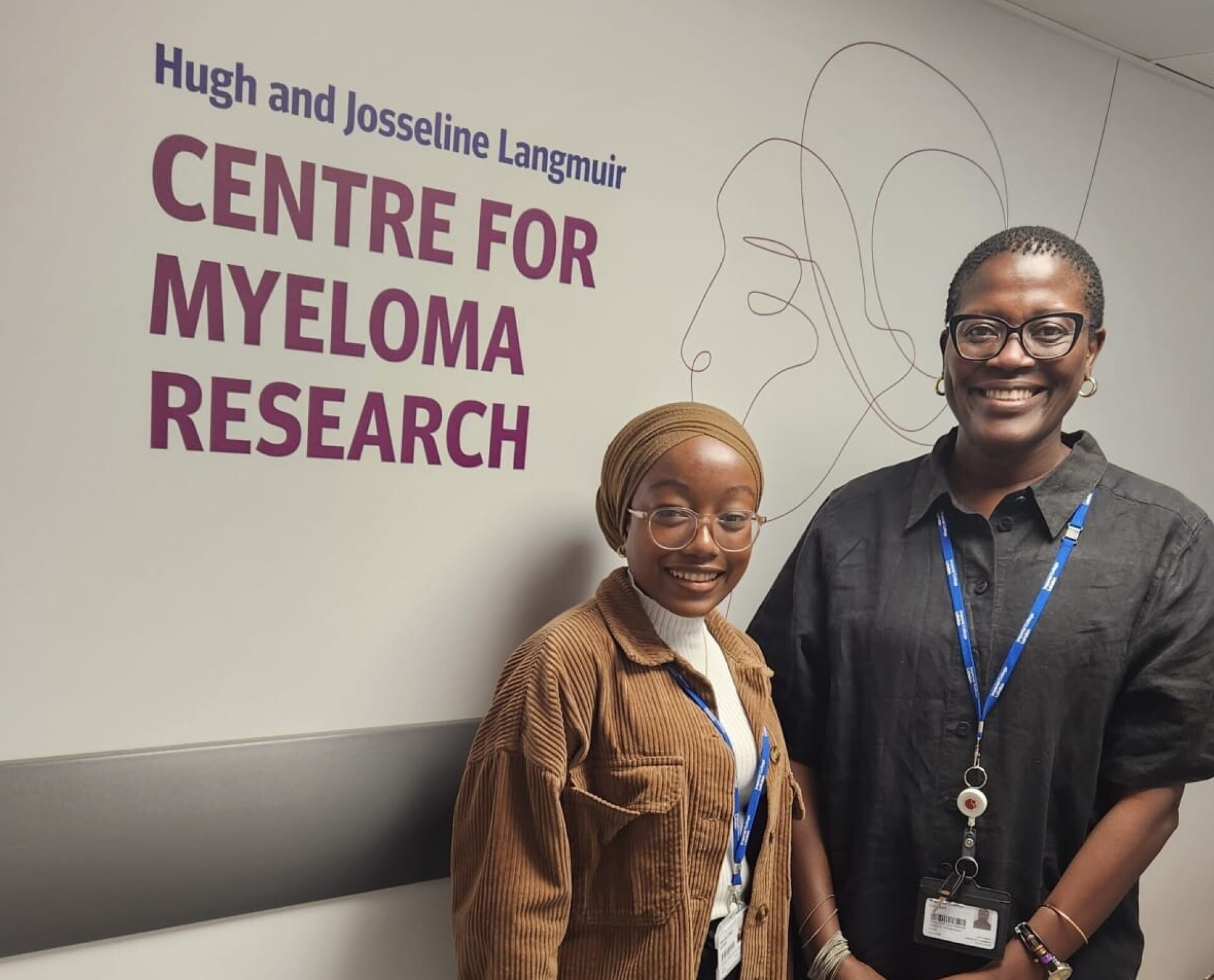 Prof Julie Makani with Dr Aisha Jibril outside the Centre for Myeloma research, Hammersmith Hospital