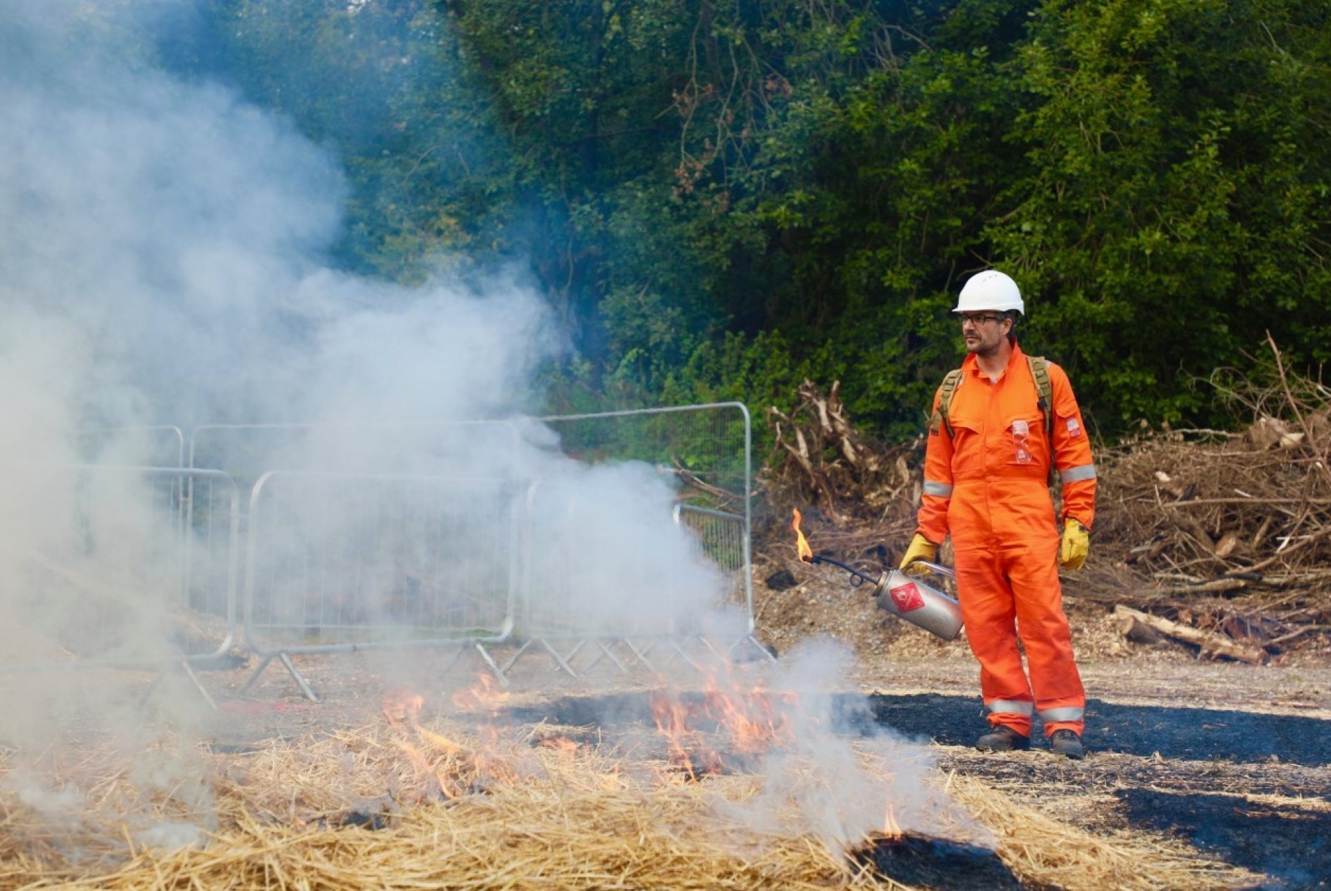 Prof. Rein training with real fire to set up prescribed burning for safety