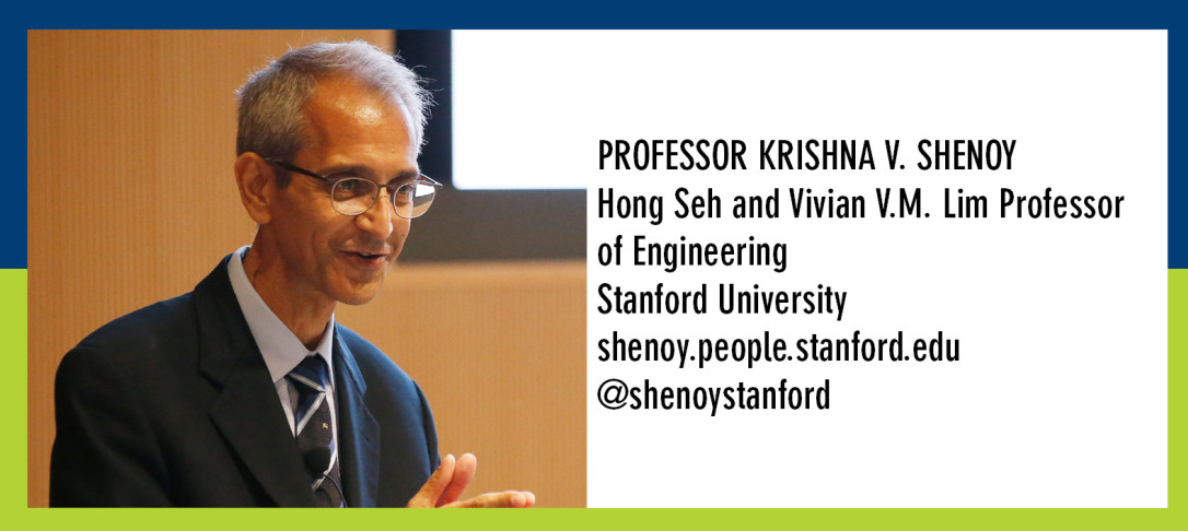 Portrait of Prof Krishna V. Shenoy and details of his titles, institutions and website and social media information