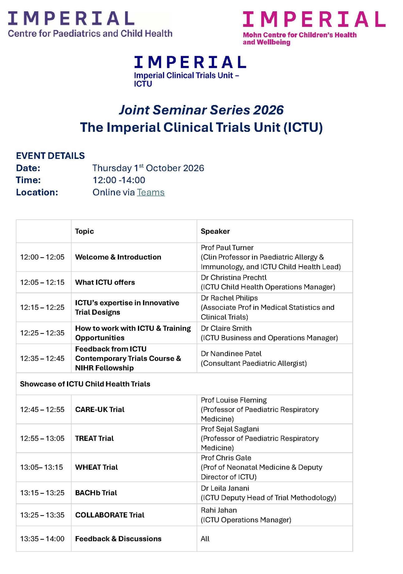 Flyer with programme details