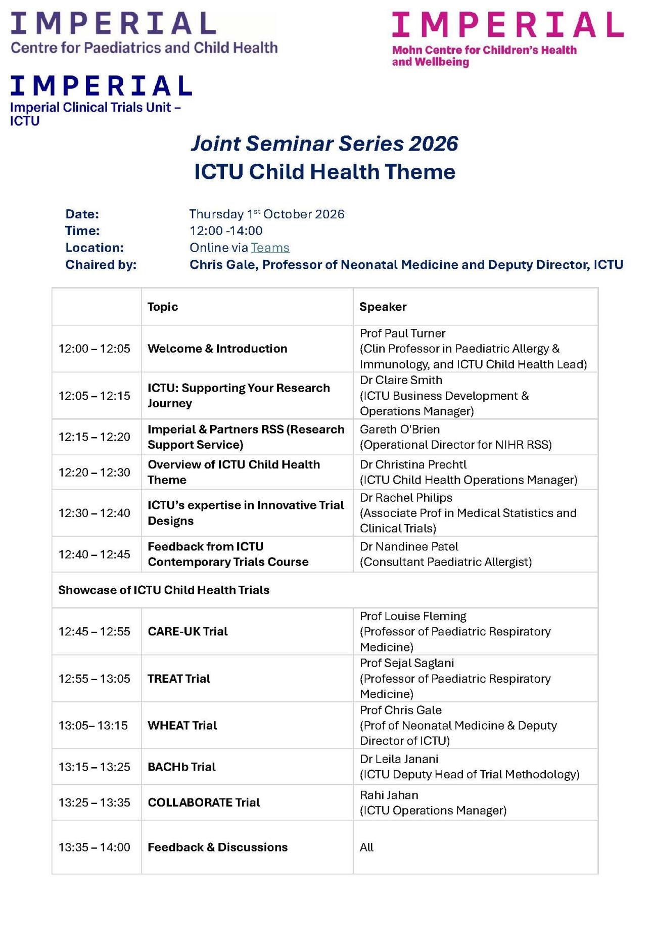 Flyer with programme details