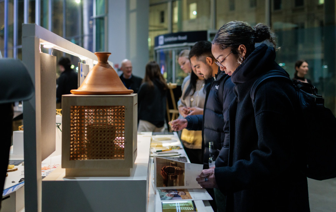 Visitors at the IDE/GID exhibition at the South Kensington Campus Main Entrance