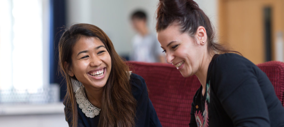 two students talking