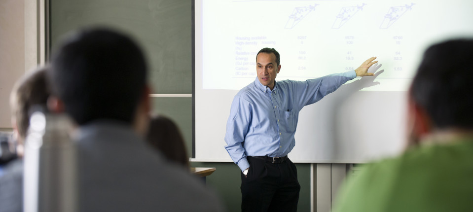 Prof Nilay Shah teaching students in a classroom
