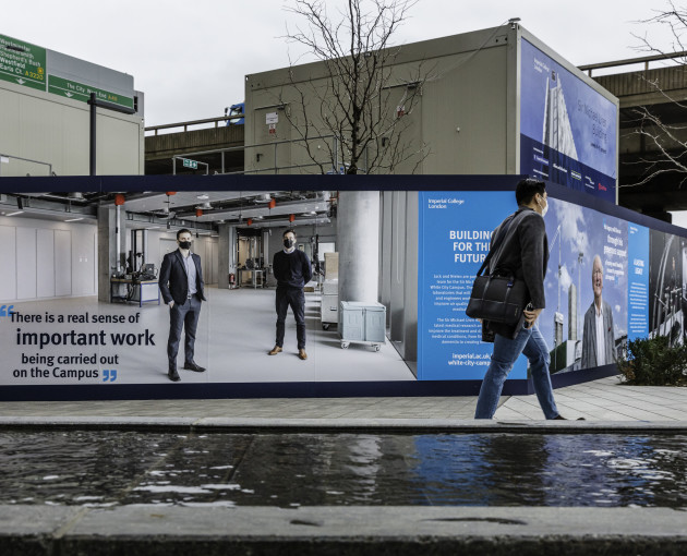 Safety hoardings on White City campus