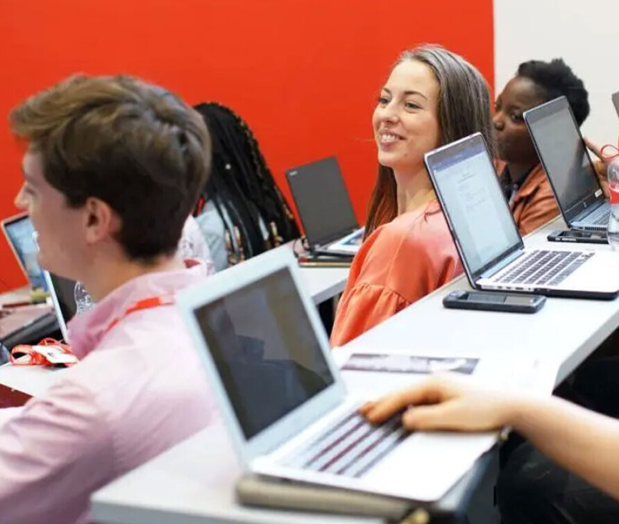 Students attending online class