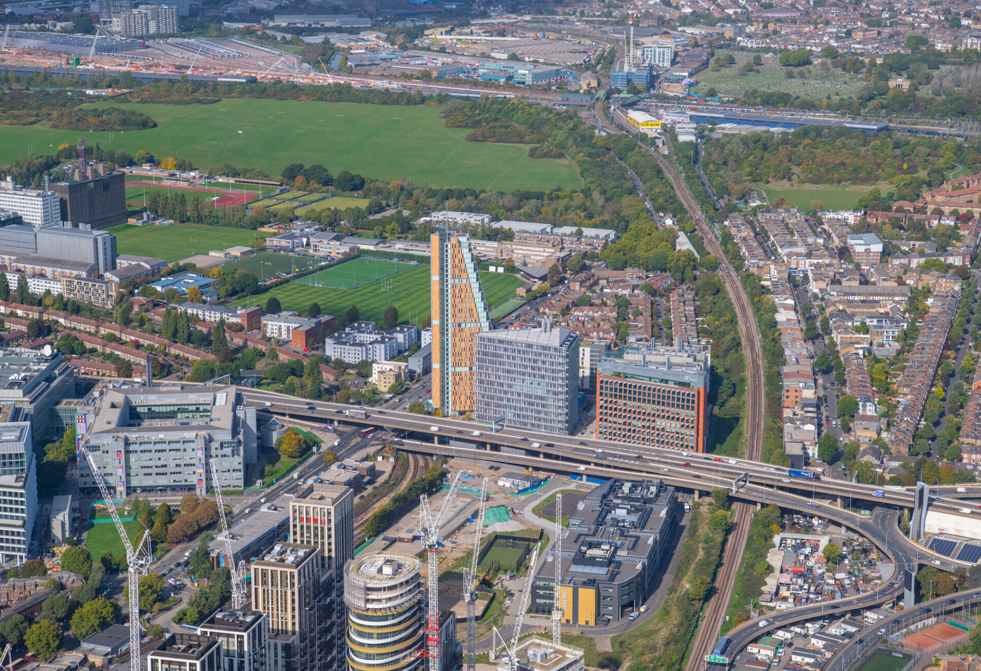 Aerial view of the White City Campus