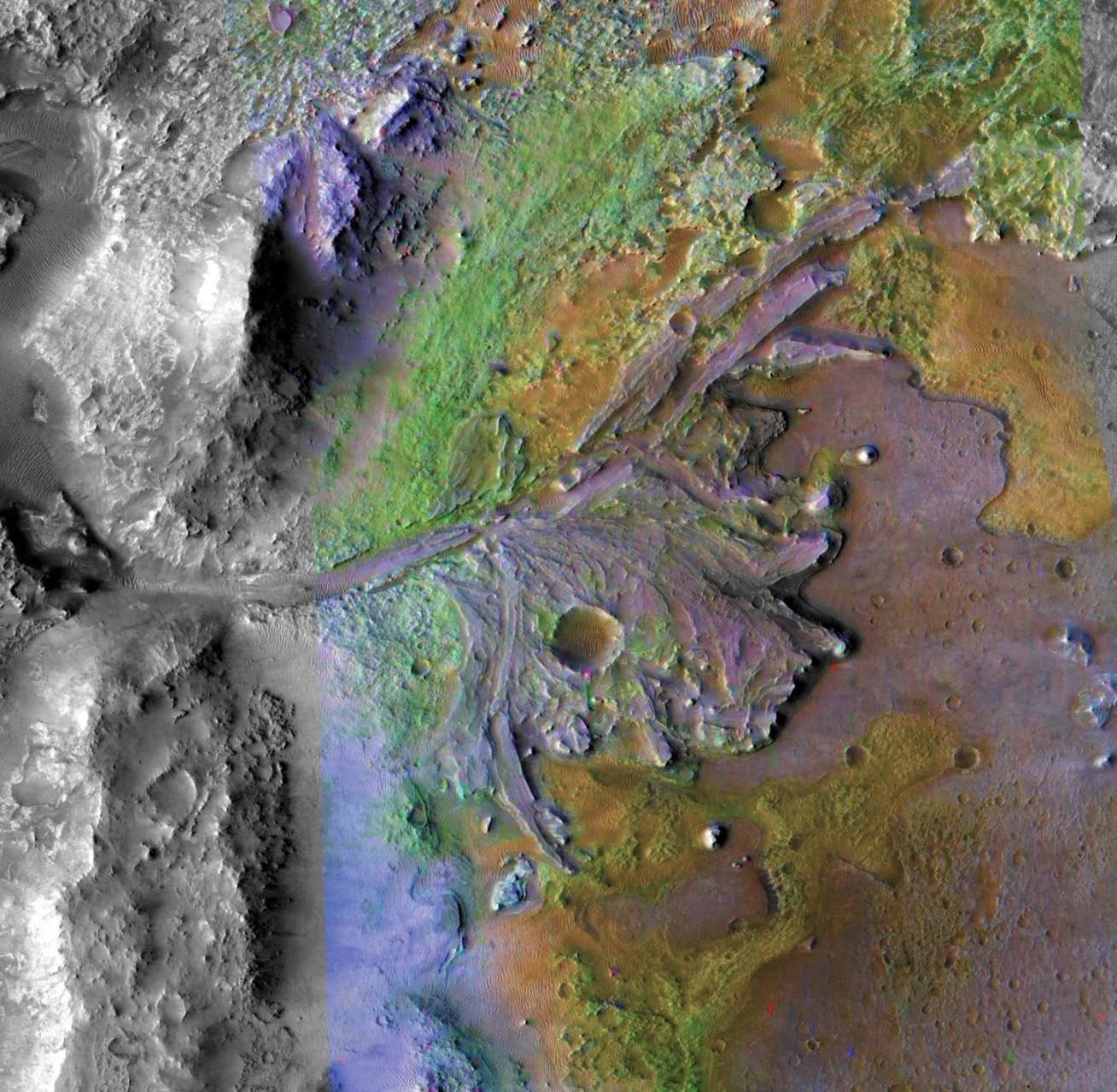 Image of the Jezero crater, Perseverance's landing site