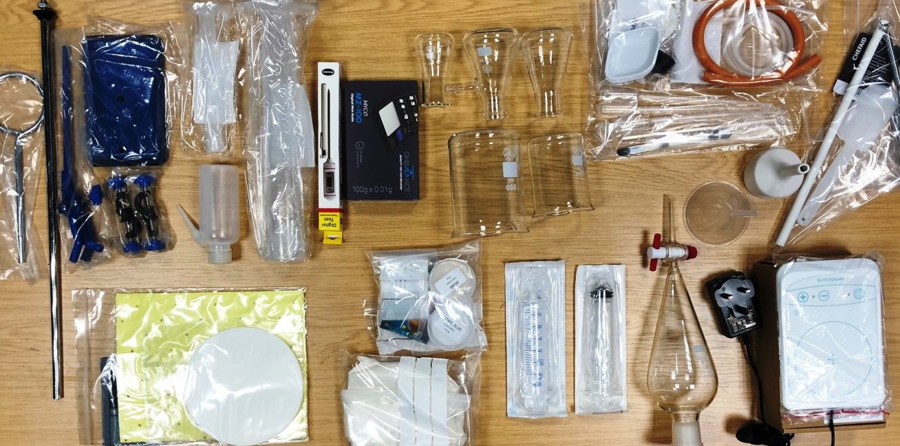 selection of lab equipment laid out