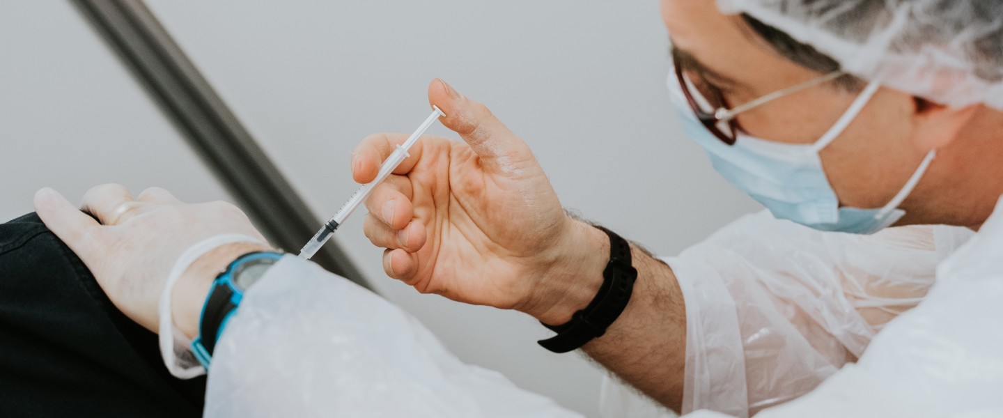 A person being vaccinated