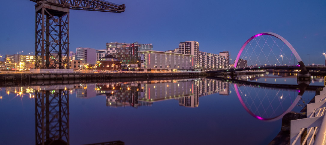 Glasgow skyline over river clyde