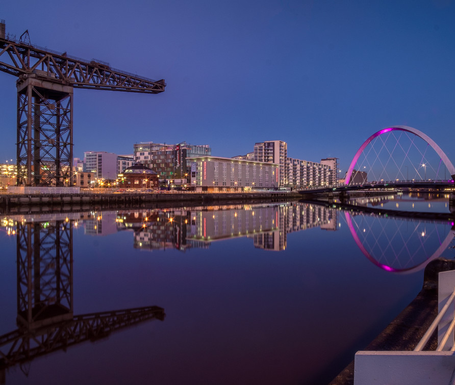 Glasgow skyline over river clyde