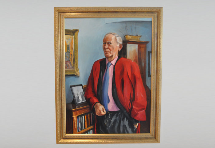 Portrait of Sir Roger displayed in the Roger Bannister Lecture Theatre at St Mary's
