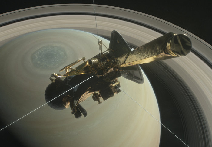 Artists' rendering of Cassini approaching Saturn