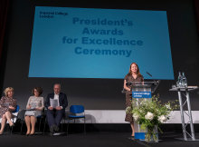 Alice Gast presenting at President's Awards for Excellence ceremony