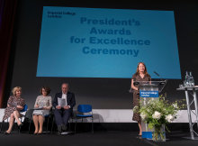 Alice Gast presenting at the President's Awards ceremony