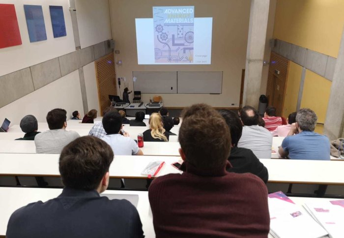 Dr. Jacqui Cole, from the University of Cambridge, explained to a packed lecture theatre the many steps needed to mine data to design the optimum material for a given application.