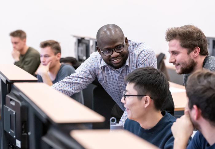 MSc students working with computers