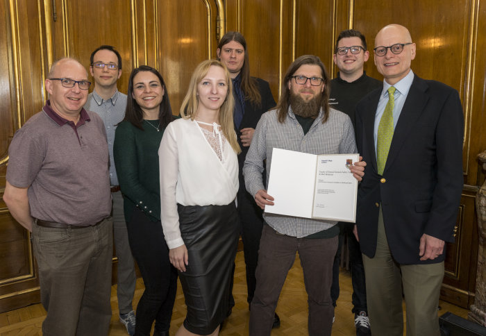 Imperial's Provost, Professor Ian Walmsley, with winners from the Faculty of Natural Sciences Safety Team