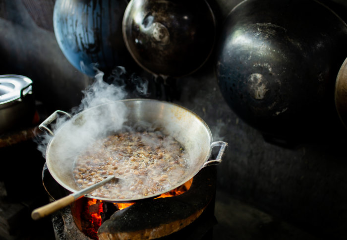 Broth on a charcoal stove