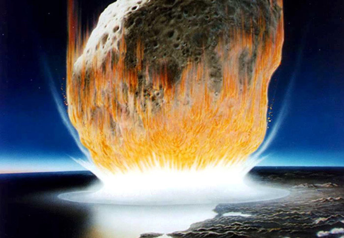 Illustration of the asteroid striking