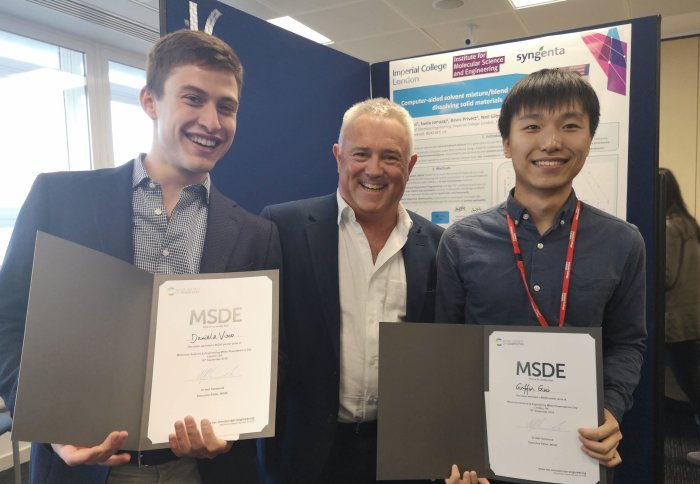 Daniele Visco (left) and Griffin Gui (right) both won prizes for best poster and presentation.
