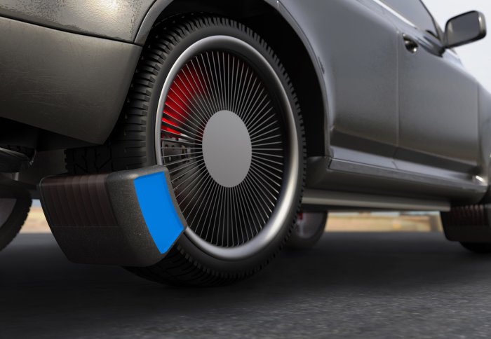 A visualisation of how the Tyre Collective's device would look fitted on a car
