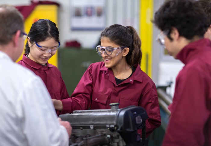 Students and teacher in a laboratory