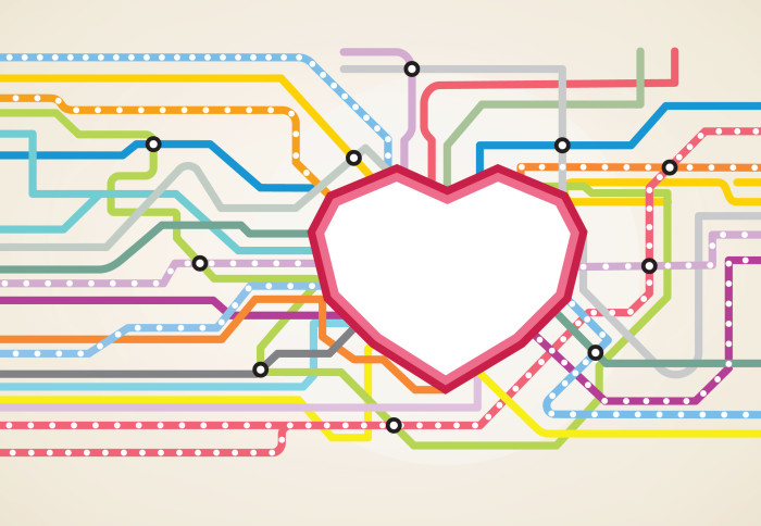 Tube map with heart shape