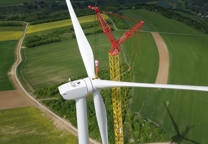 Wind turbine under construction