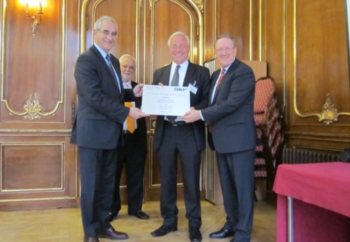 Sir Keith O’Nions, Professor Stathis Ioannides, Professor Hugh Spikes of Imperial, and Tom Johnston of SKF, at the inauguration of the UTC in 2010