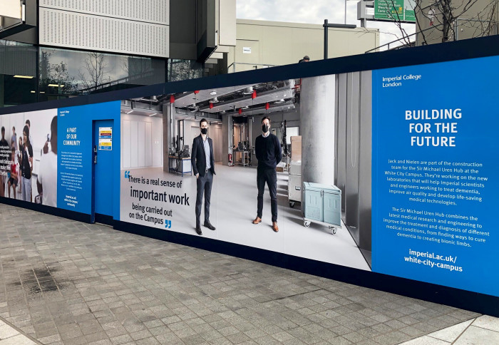 New designed hoardings at the north site of White City Campus