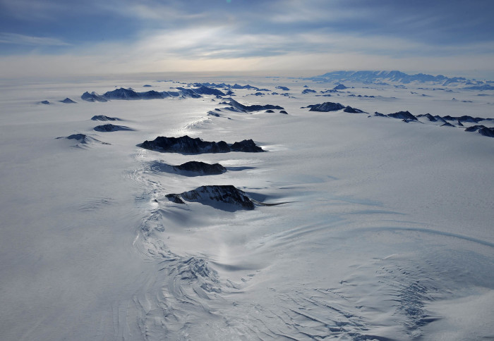 Aerial view over Antarctica